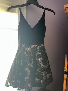 B Darlin Black Lace Mini Dress with V-Neck
